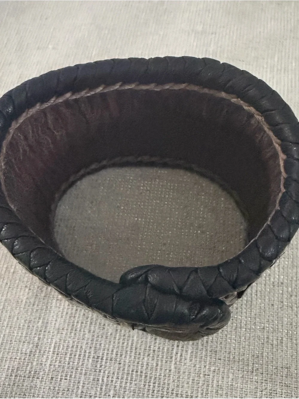 Hand Laced Black and Brown Braided Leather Cuff Bracelet